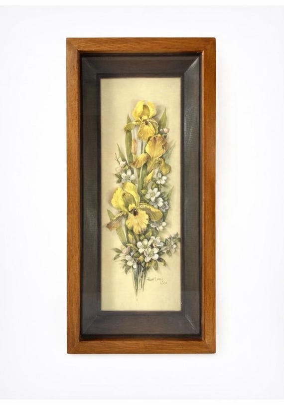 Robert Laessig A.N.A. Vintage 3D Floral Shadow Box Wall Art Wood