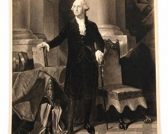 Retrato de George Washington, lámina de 16x20 pulgadas, arte mural colonial en sepia, Gilbert Stuart