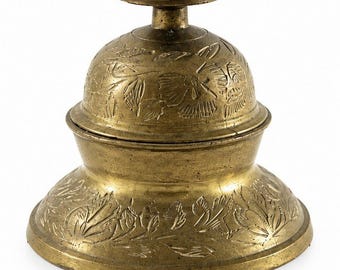 Vintage India messing olifant klauwbel gegraveerde bloemen kleine decoratieve bel 2"