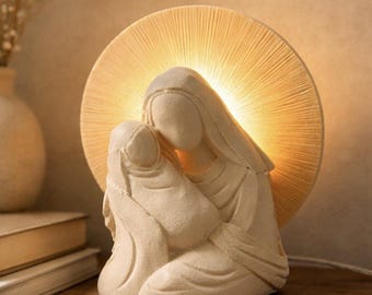 Nattlampa för Jesu födelse, Maria och Jesusbarnet, religiös figur, 15 cm