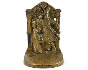 CJO Judd Vintage Bookend Victorian Couple Cast Iron Brass Tone Single 6”