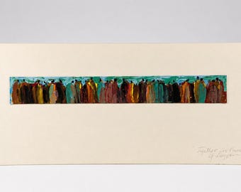 Original abstrakt folkkonstmålning "Tillsammans för fred" signerad G. Deyton 20x8