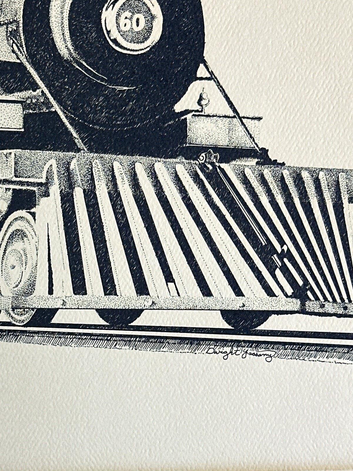 Jupiter Locomotive Ink Drawing Lithograph Signed Dwight Yassany