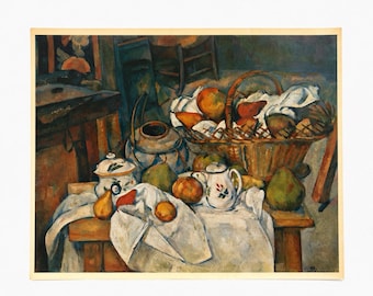 Martwa natura Paula Cézanne'a z koszem owoców, wydruk 18,25 x 14,75, kuchnia