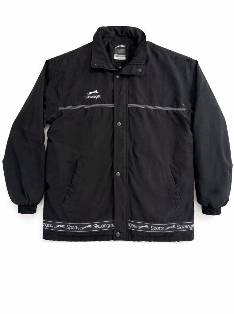Vintage Slazenger Sports Jacket Black Size 105 Zip Snap Front