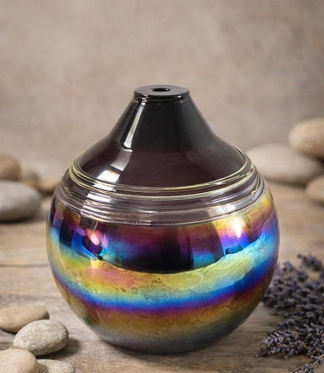 Iridescent Diffuser California Glass Studio Iridescent Art Glass Potpourri Oil Diffuser Jar ...