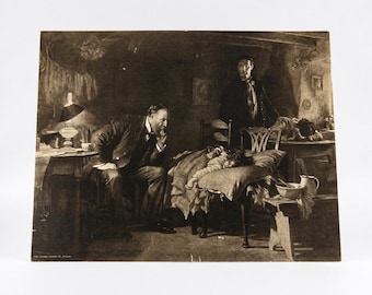 El Doctor Grabado Sir Luke Fildes 1891 Vintage 20x16 Johnson Gordon Chicago