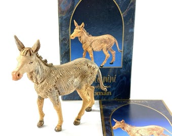 Fontanini Stojący osioł 4” Zwierzę szopkowe Włochy Simonetti 1992 z pudełkiem
