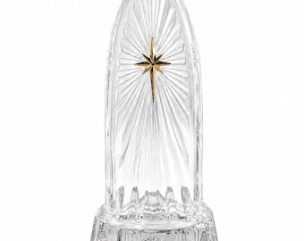 Portavelas Towle de cristal de plomo al 24%, estrella dorada, República Checa, 20 cm de altura.