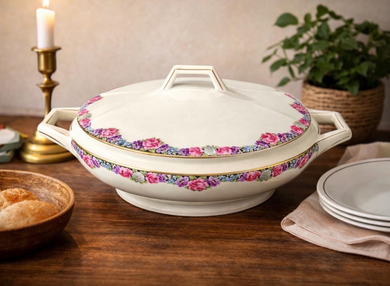 Schönwald ドイツ 蓋付きキャセロール皿 花柄 ヴィンテージ ドイツ製