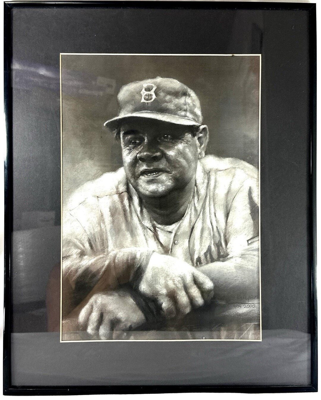 Babe Ruth Portrait Print by Haiyan 2000 Framed Baseball Art 16.5x20 - Etsy