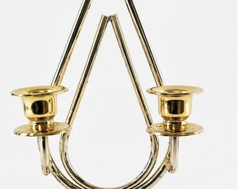 Korem Jerusalem 24K Gold Versilbert Kerzenständer Halter Modernist Lyra Harfe Design Vintage Mid Century Decor