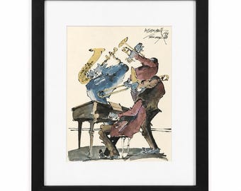 Leo Meiersdorff Jazz Musicians Print New Orleans Signed 1976 Framed 13x16