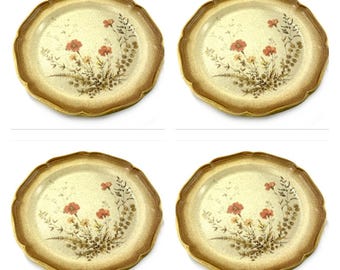 Conjunto de 4 pratos de jantar vintage Mikasa em cerâmica integral, 27,3 cm (10,75"), com estampa floral.