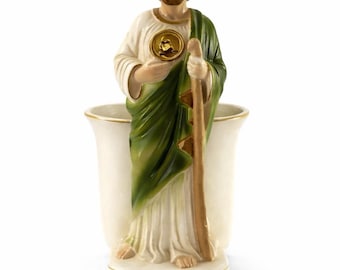 Vintage St Jude plantenbak religieus beeldje katholieke heilige standbeeld vaas 8"