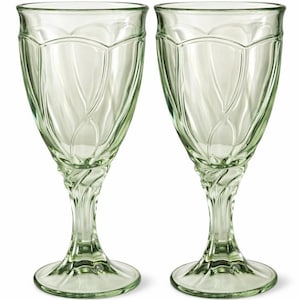 Noritake Sweet Swirl Light Green Water Goblets Set of 2 – 6.75”