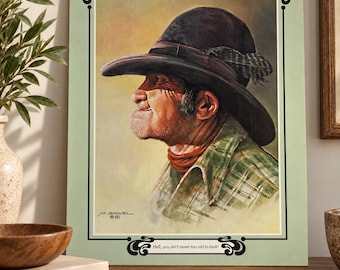 Vintage 1981 Mike Scovel Cowboy Sidekick Print Sealed Western Humor 20”