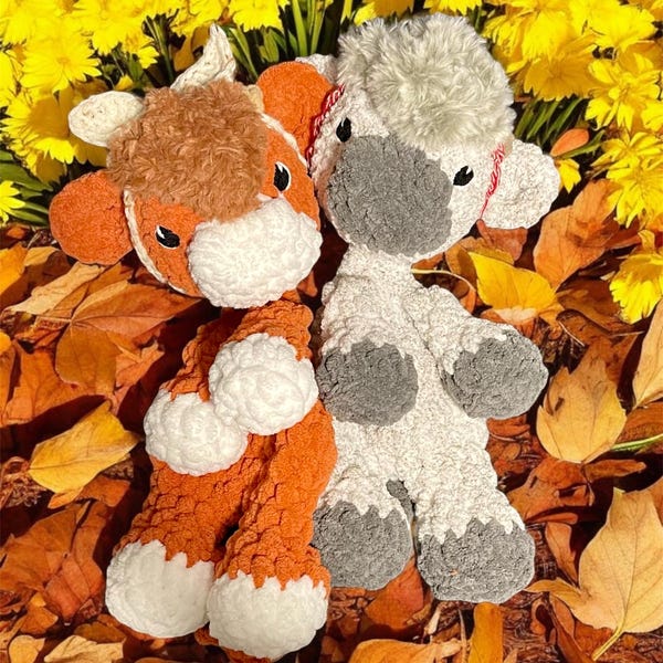 Handmade Crocheted Highland Cow Plush - Soft Acrylic Stuffed Animal