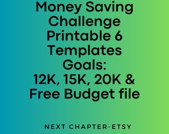 Money Saving Challenge Printable (12K, 15k, 20K) | 6 Templates | Savings Tracker | Savings Planner