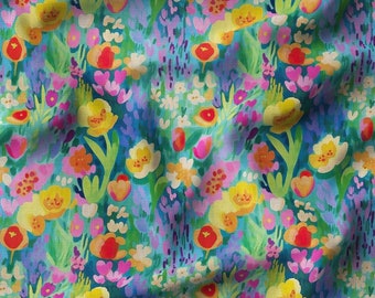 Sonnenblumen Möbelstoff: Bunter Blumendruck, Dekostoff, Meterware