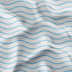 White & Blue Wavy Strip Pattern Upholstery Print Fabric, Ocean Home Decor Fabric,Curtain Furniture Chair Sofa Upholstery Fabric by the Yard
