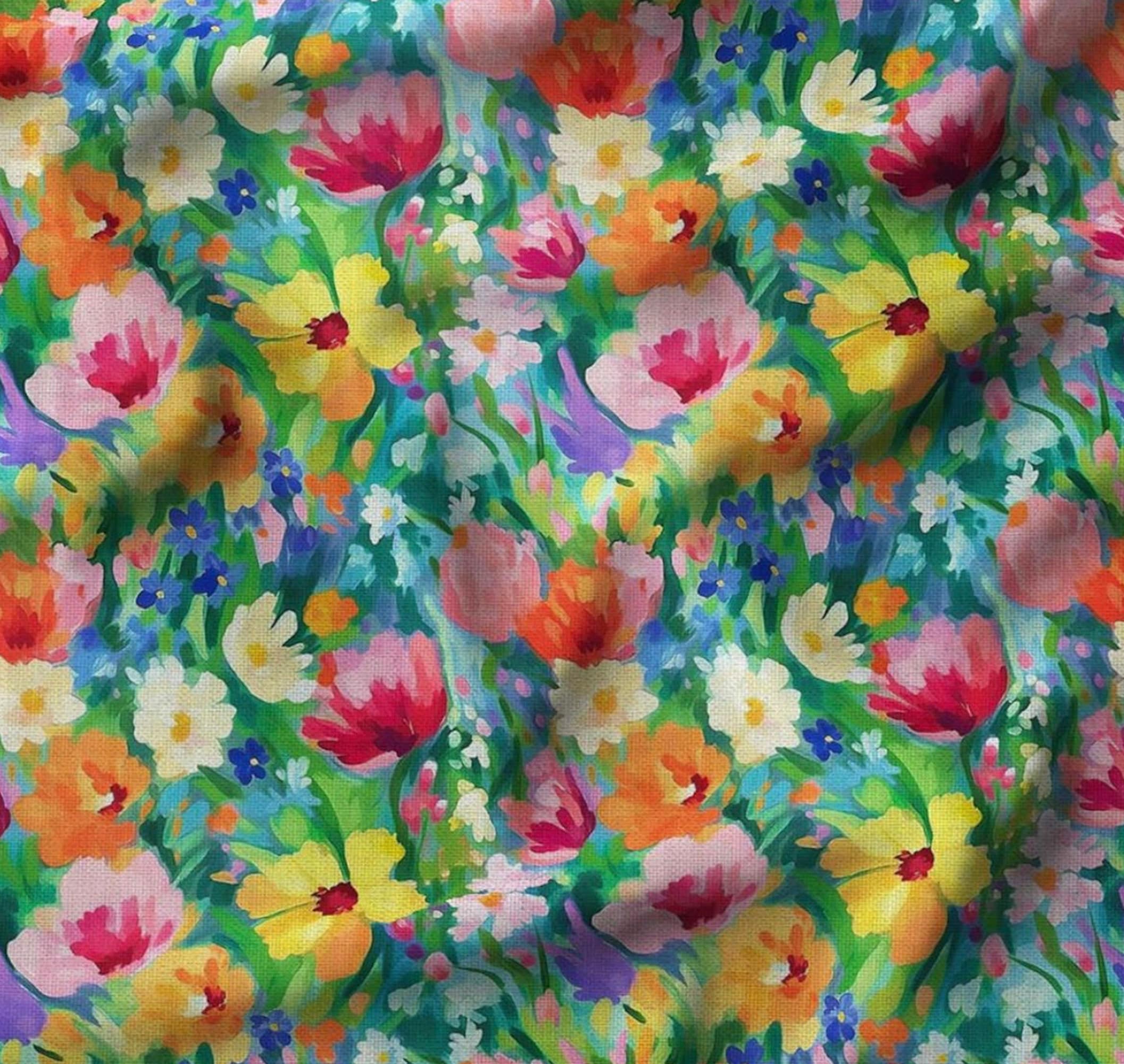 Colorful Wildflowers Pattern Upholstery Print Fabric, Floral Home Decor Fabric,Curtain Furniture Chair Sofa Upholstery Fabric by the Yard