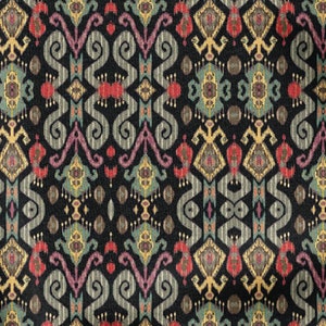 Black Ikat Pattern Upholstery Print Fabric, Ethnic Home Decor Fabric, Curtain Furniture Chair Sofa Upholstery Fabric by the Yard
