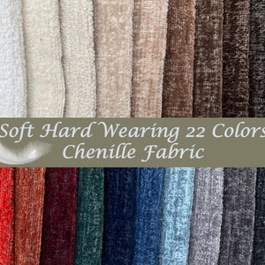 22 Colors Super Soft Solid Chenille Upholstery Fabric by the Yards, Elegant Home Decor, Furniture, Sofa,Chair Hard Wearing Upholstery Fabric