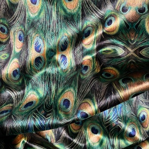 Peacock Feathers Pattern Upholstery Velvet Print Fabric by the Yards, Elegant Home Decor Velvet Fabric, Furniture, Sofa, Chair Velvet Fabric
