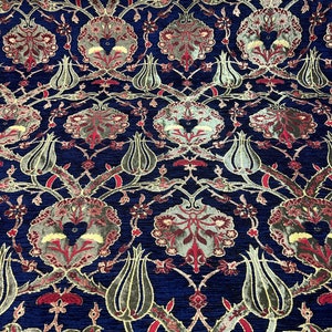 Navy Blue Tile Pattern Polsterung Chenille Gobelin Stoff by the Yards, Boho Wohnkultur, Möbel, Sofa, Stuhl türkischer Kelim Stoff
