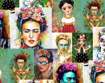 Patchwork Frida Pattern Upholstery Print Fabric by the Yards, Art Home Decor Fabric, Furniture Sofa Chair Digital Printed Polyester Fabrics
