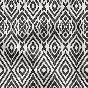 Black & White Ikat Upholstery Fabric: Ethnic Home Decor, Furniture Print Fabric by the Yard