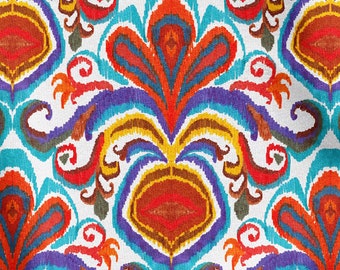 Colorful Ikat Upholstery Fabric: Ethnic Print, Home Decor by the Yard