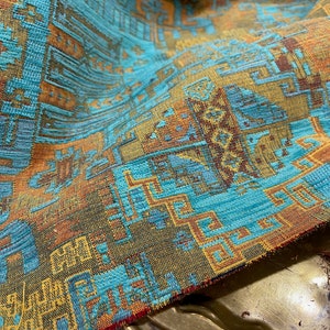 Türkiser ethnischer Polster-Chenille-Tapisseriestoff durch die Yards, Boho Boho Wohnkultur, Möbel, Sofa, Stuhl türkischer Kelim-Stoff