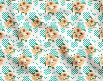 Vintage Sonnenblumen Polsterstoff: Blumen Print Wohndekor, Möbelstoff Meterware