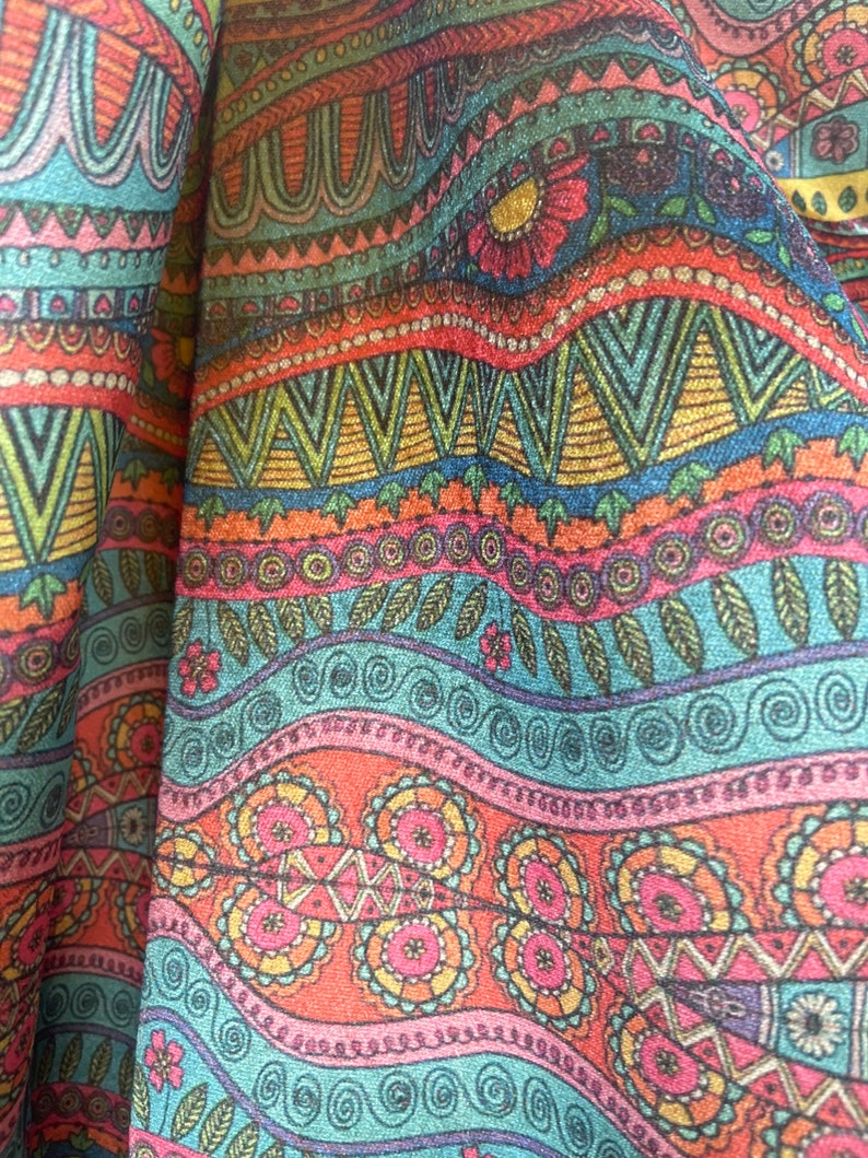 Colorful Wave Pattern Upholstery Velvet Print Fabric by the Yards