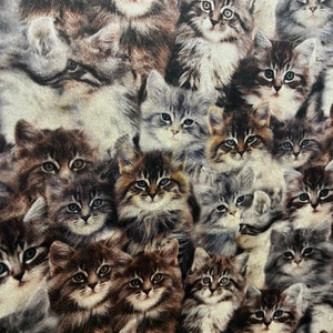 Cute Cats Pattern Upholstery Velvet Print Fabric by the Yards, Vintage Art Home Decor Velvet Fabric, Furniture Sofa Elegant Velvet Fabric j