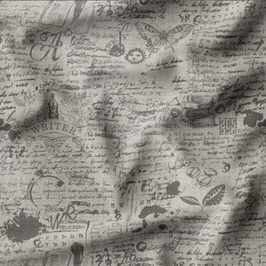 Tela de tapicería con estampado de letras de arpillera, tela vintage para decoración del hogar, almohadas, cortinas, muebles, sillas, sofás, cortada a medida.