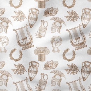 Ancient Greek Pattern Upholstery Print Fabric, Boho Home Decor Fabric, Pillow, Curtain Furniture Chair Sofa Upholstery Fabric by the Yard