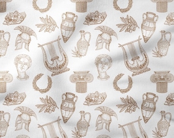 Ancient Greek Pattern Upholstery Print Fabric, Boho Home Decor Fabric, Pillow, Curtain Furniture Chair Sofa Upholstery Fabric by the Yard
