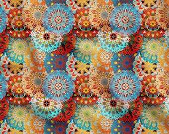 Vintage Mandala Pattern Upholstery Print Fabric, Ethnic Home Decor Fabric, Curtain Furniture Chair Sofa Upholstery Fabric by the Yard