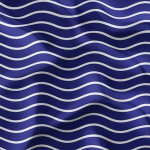 Navy & White Wavy Strip Pattern Upholstery Print Fabric, Ocean Home Decor Fabric, Curtain Furniture Chair Sofa Upholstery Fabric by the Yard