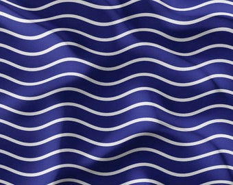 Tkanina obiciowa w paski w kolorze granatowym i białym: Tkanina z nadrukiem Ocean Home Decor cięta na wymiar