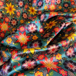 Ethnic Flowers Pattern Upholstery Velvet Print Fabric by the Yards, Art Home Decor Velvet Fabric, Furniture Sofa Elegant Velvet Fabric