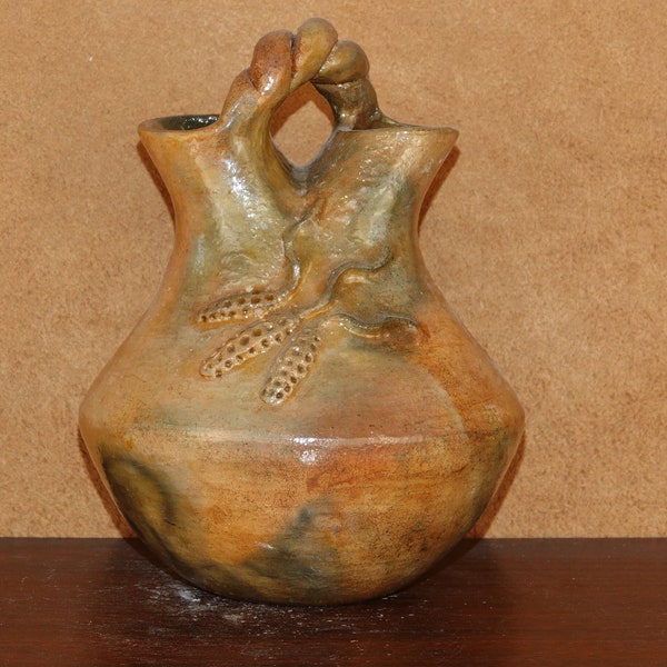 Navajo Pine pitched Wedding Vase, Great form and Great Firing marks  6.5" tall