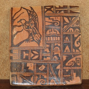 Hopi Eagle with assorted polychrome panels by Dee Tootsie, 3.25&quot; x 2.9&quot;