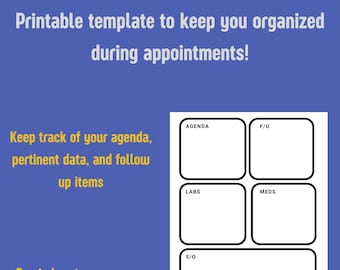 Plantilla de organizador de citas de NP/PA imprimible (v1 en blanco y negro) [clínicas escolares de asistente médico de enfermería para pacientes ambulatorios de atención primaria]