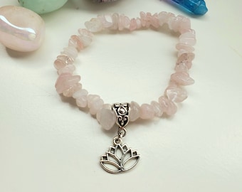 Healing Rose Quartz Lotus Bracelet