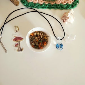 Groovy Glass Mushroom Necklace- Blue