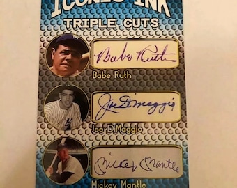 Babe Ruth Mickey Mantle Joe Dimaggio Iconic Ink Facsimile Auto